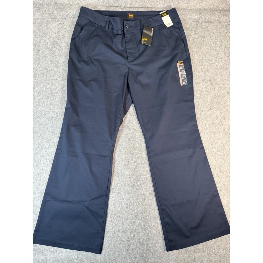 Lee Plus Women's 20W M Rivet Navy Wrinkle Free Mid Rise Bootcut Pants NWT - Picture 3 of 10
